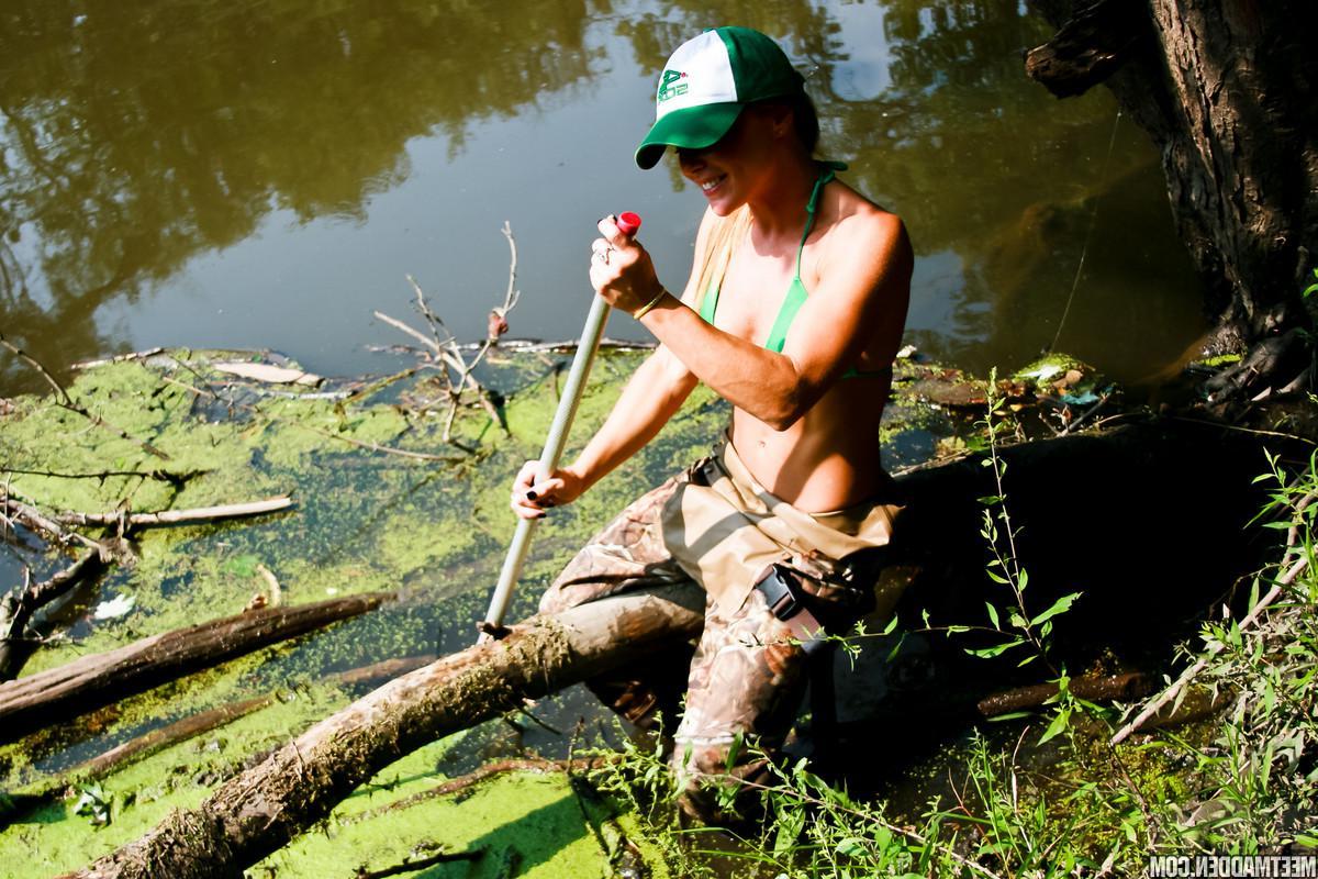 15P Blonde babe Madden teases on her fishing trip in "Gone Fishin"