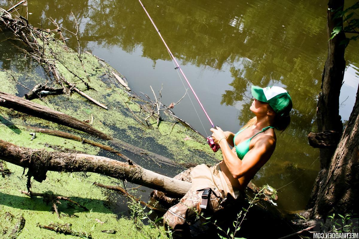 15P Blonde babe Madden teases on her fishing trip in "Gone Fishin"