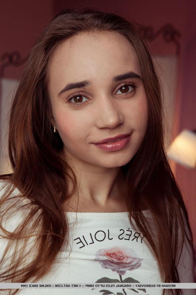 18P Brunette girl Messiah slides down her panties in "Yerba"