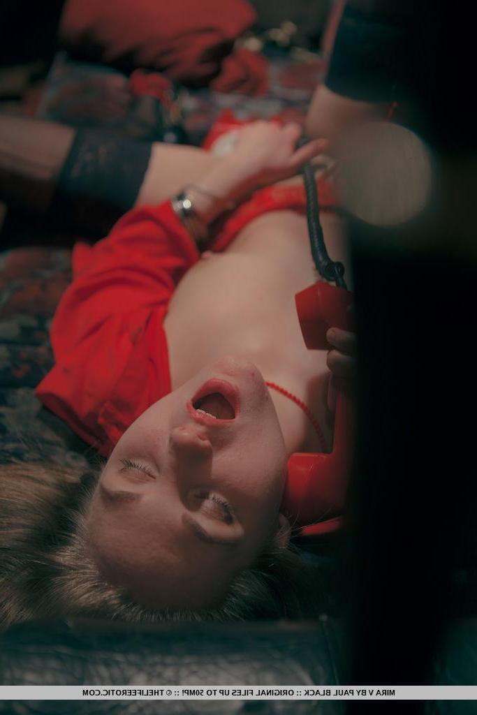 16P Mira D masturbates while talking on the phone in "The Call"