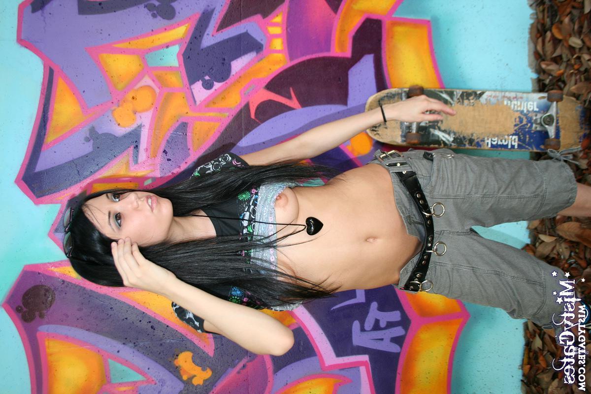 20P Pictures of teen Misty Gates exposing herself in a skate park