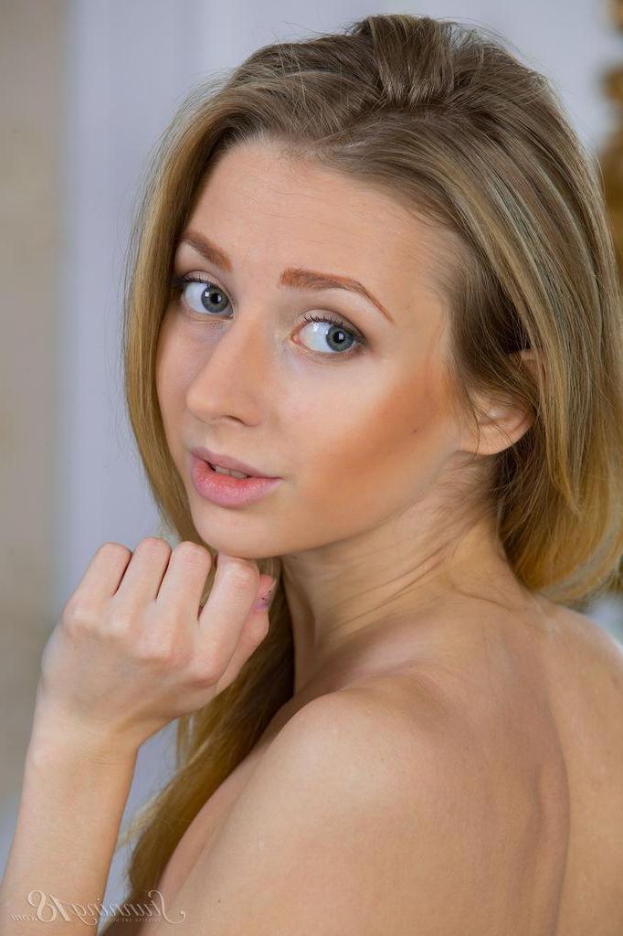 16P Blonde teen Olivia strips off her red dress to flaunt her tight nude body