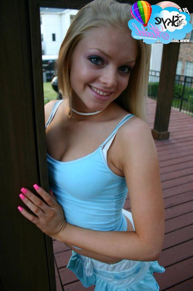 12P Blonde tease Skye loves to tease with her perky teenage tits and her tight round perfect ass outdoors