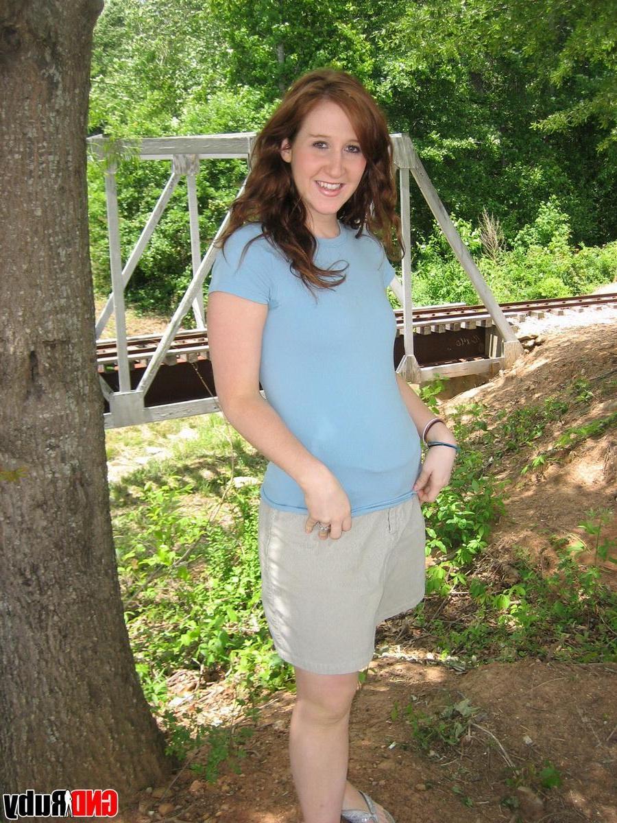 12P Teasing redhead Ruby flashes her tits at the public park