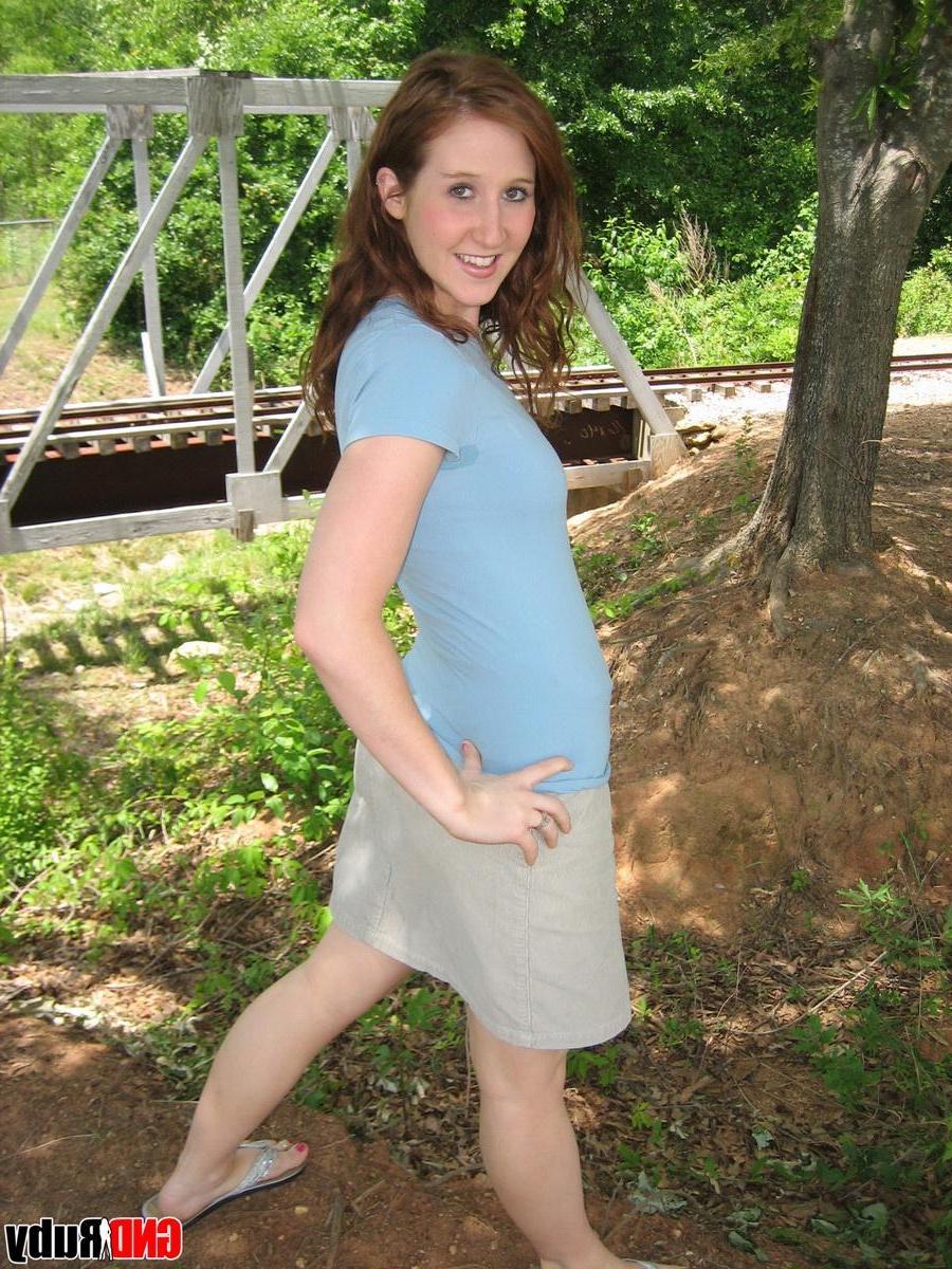12P Teasing redhead Ruby flashes her tits at the public park