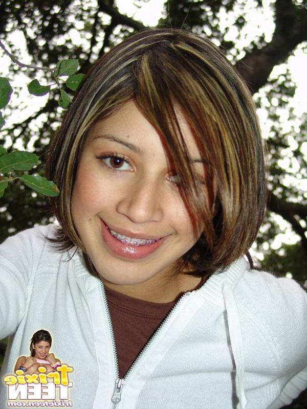 16P Trixie Teen posing outside in her white panties