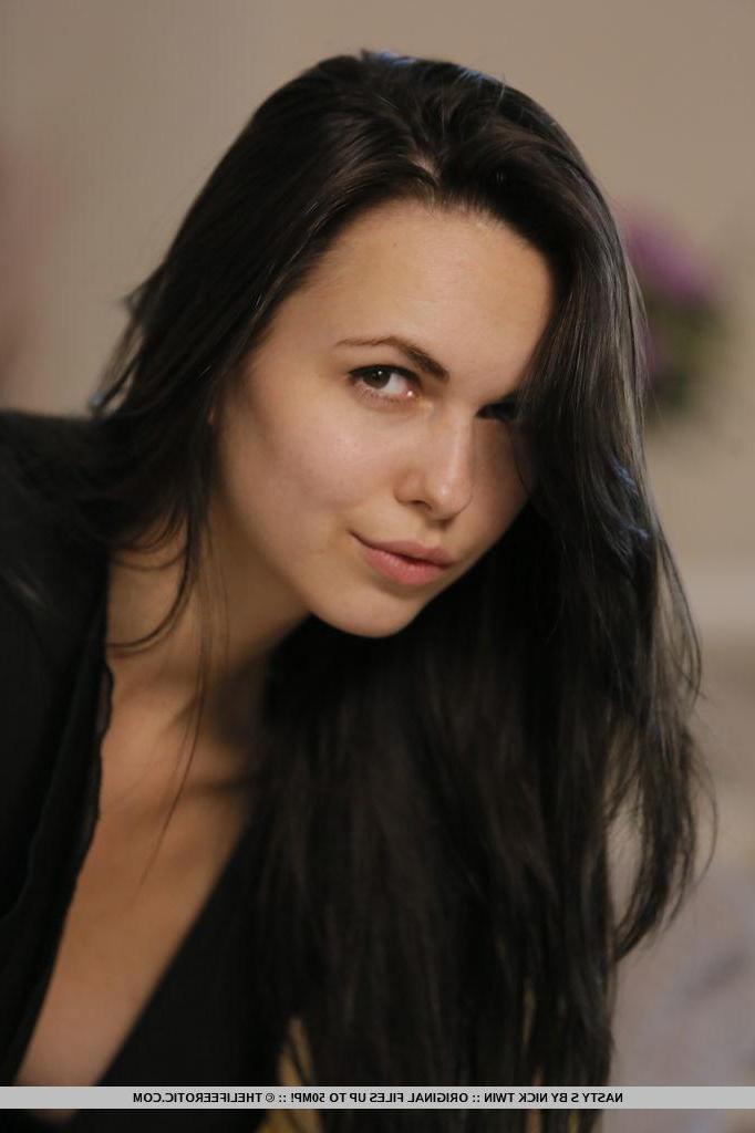 16P Brunette beauty Nasty S strips out of her black dress in "Gentle Restraint"