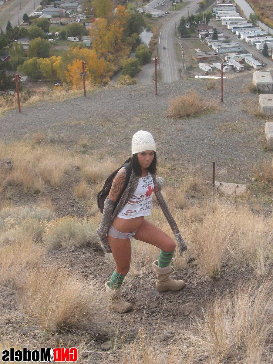 12P Pictures of a hot Canadian girl going for a hike in her panties
