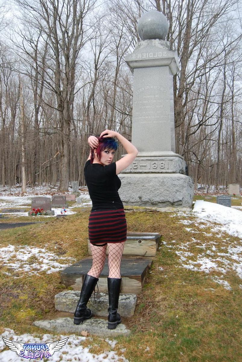 12P Happy Halloween as dirty tease Sabrina flashes her tits and tight pink pussy in a graveyard
