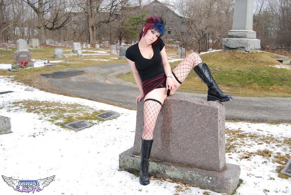 12P Happy Halloween as dirty tease Sabrina flashes her tits and tight pink pussy in a graveyard