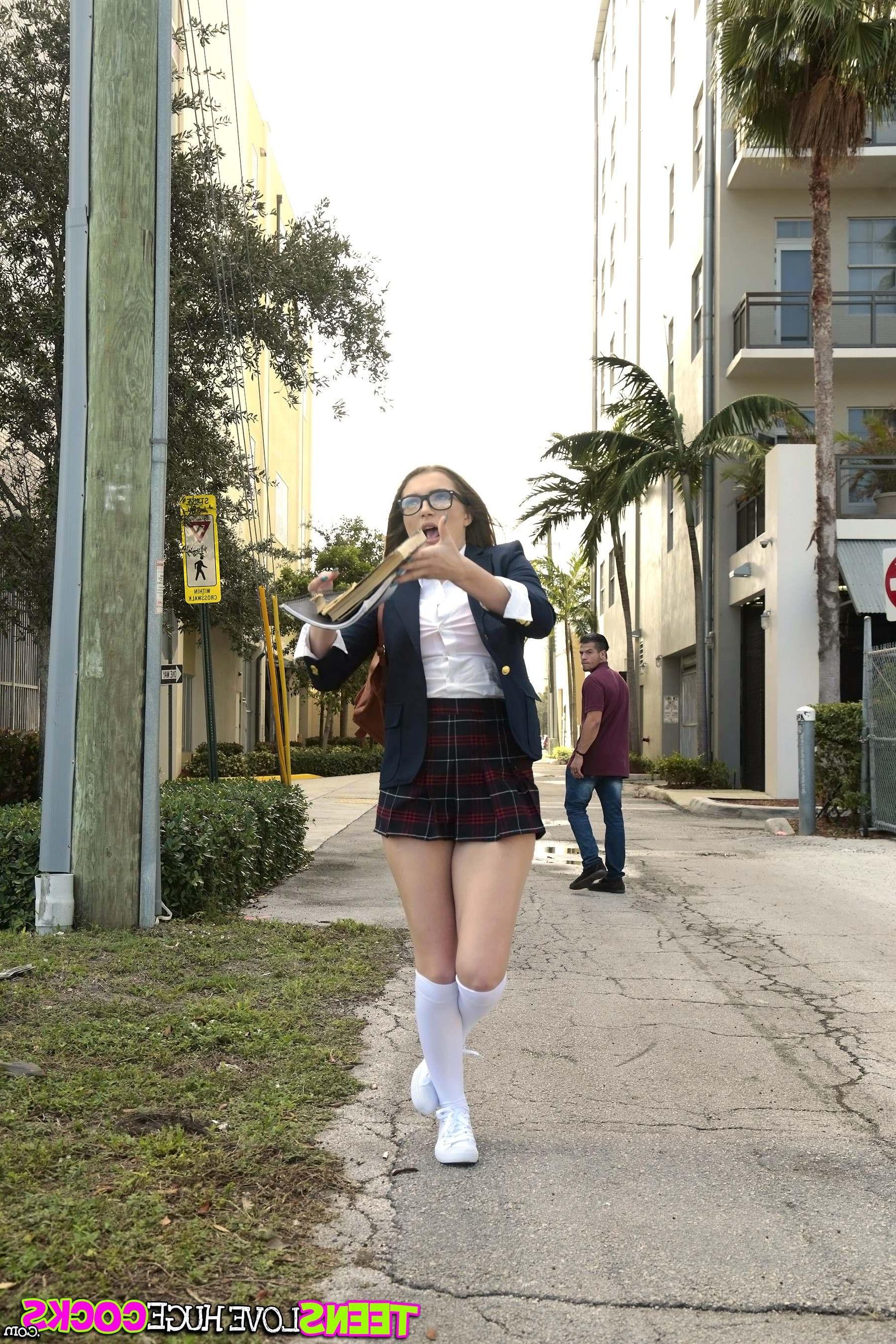 20P Hot schoolgirl Amber Gray gets fucked by a huge cock