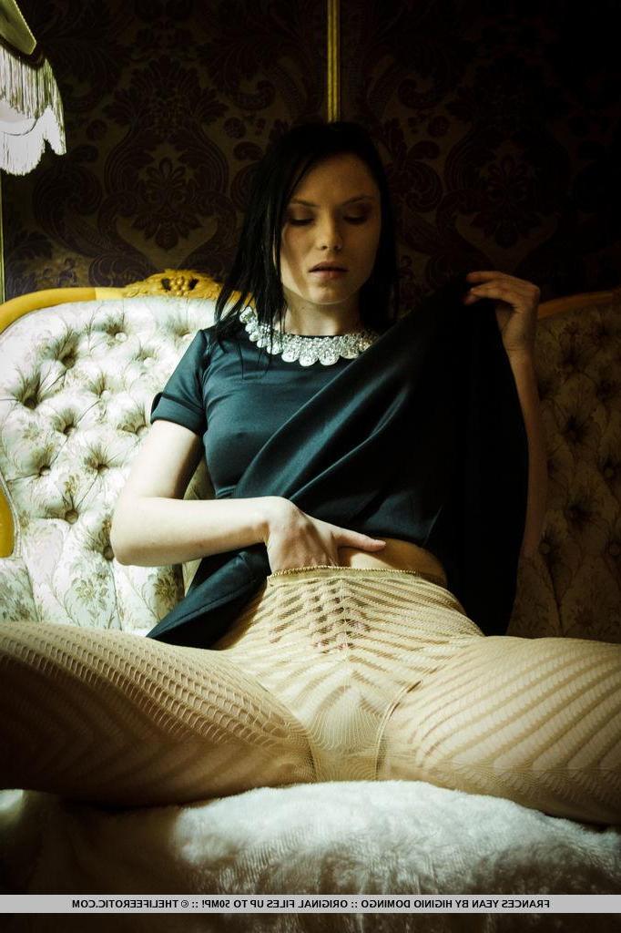 12P Frances Yean pulls down her panties and touches her wet pussy