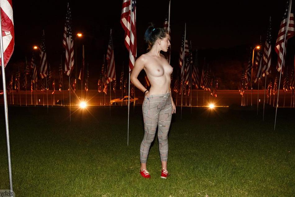 8P Pretty girl Skylar Anke teases with her hot body outside