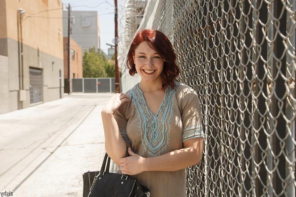 8P Redhead teen Spencer Bisson teases in her dress and panties