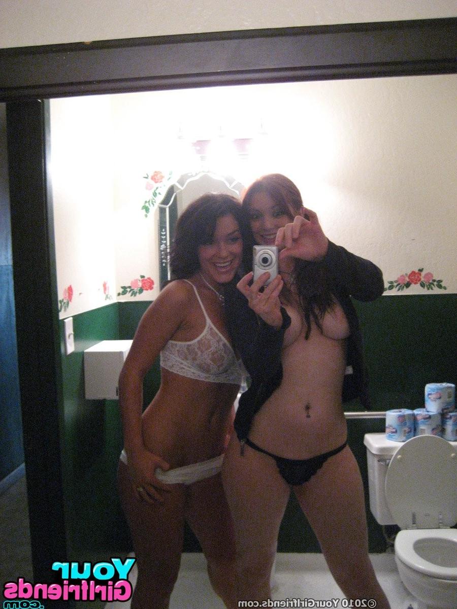 11P Two bombshell girlfriends take hot mirror pics showing off their hot nympho bodi