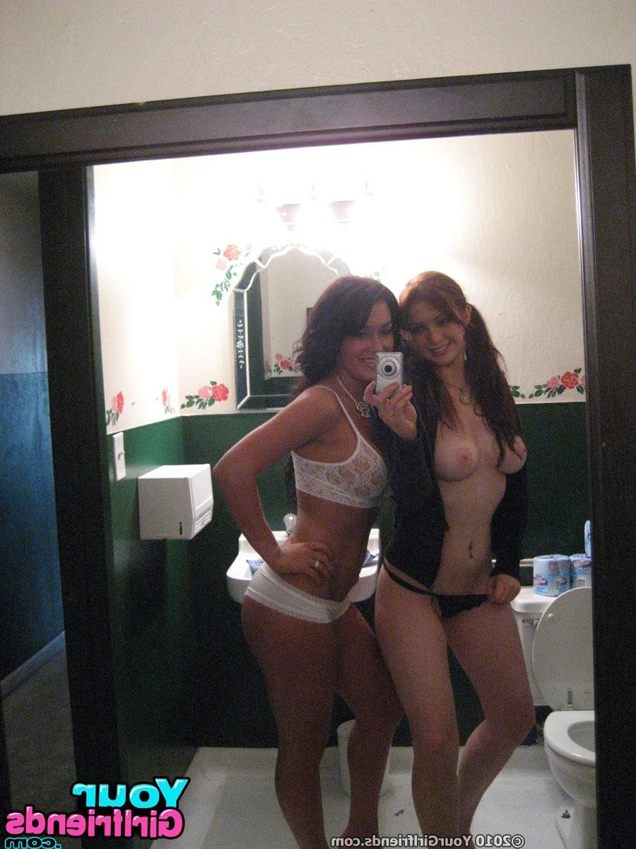 11P Two bombshell girlfriends take hot mirror pics showing off their hot nympho bodi