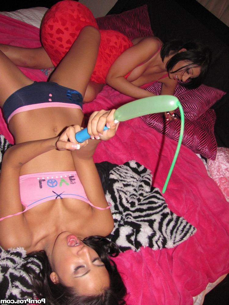 15P Teen girlfriends play with each other then share a cock