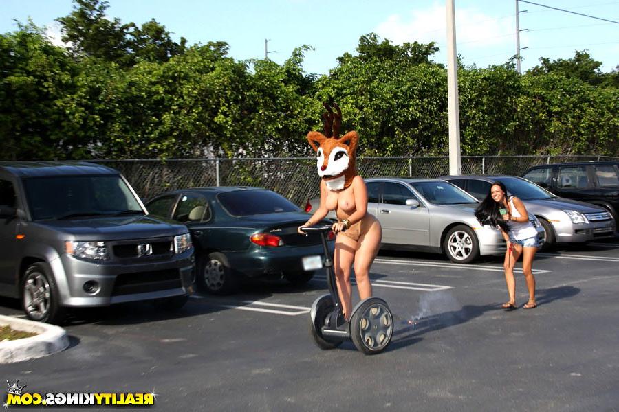 16P 3 hot teen babes fuck each other on a go cart then share a cock in these amateur