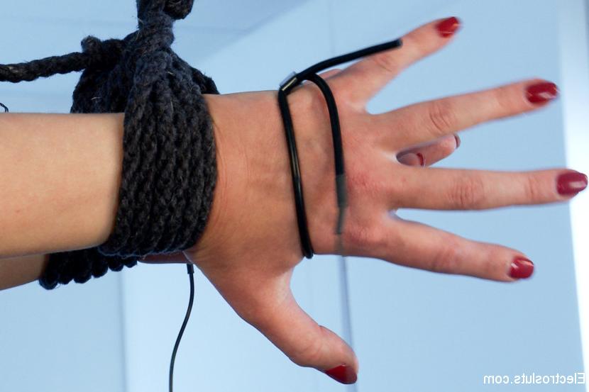 14P Curvy blonde submissive in painful, tongue-tied strapado bondage