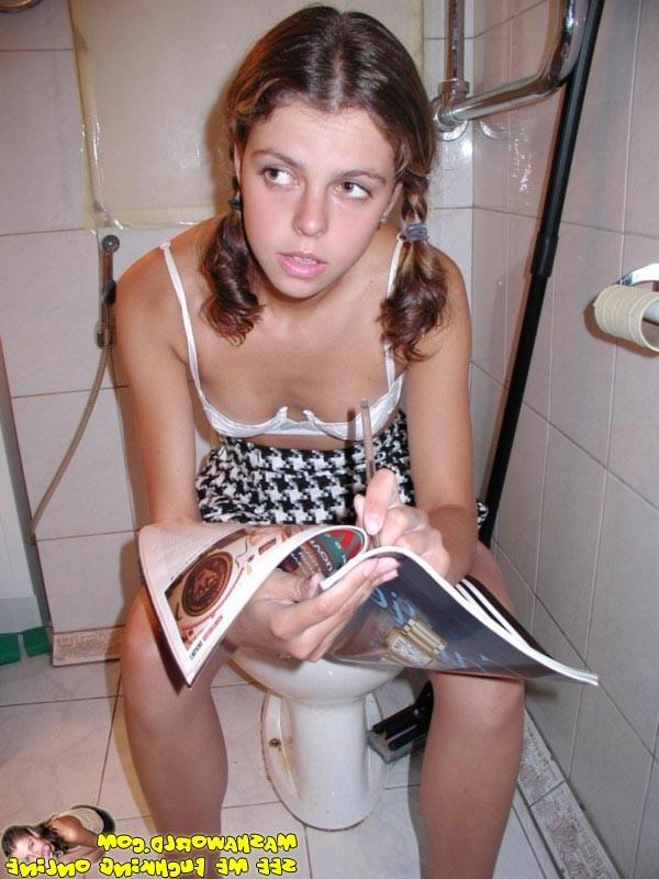 15P Young tiny titted girl shaving her twat