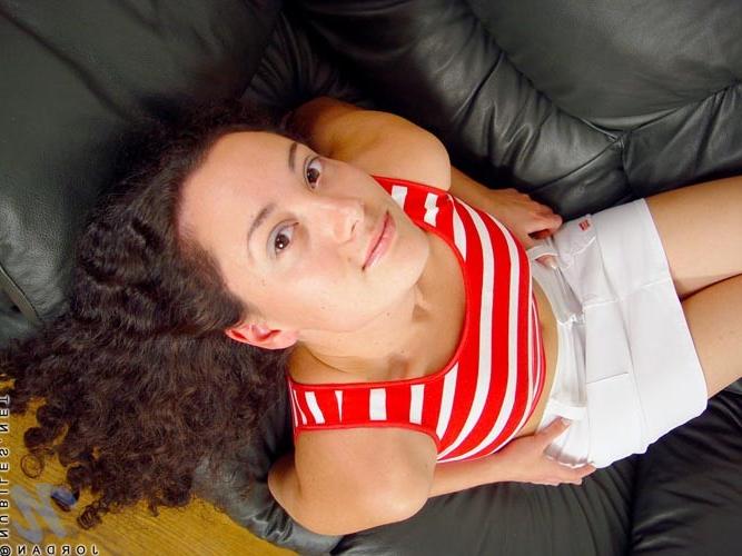 14P Sweet teen hottie jordan looks so cute on her couch