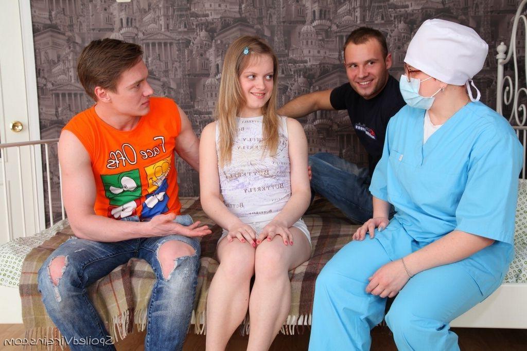 16P Doctors pussy examination before sex with two guys