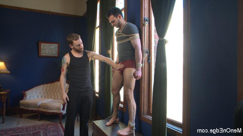 15P Hot muscular stud nearly rips out of bondage while begging to cum