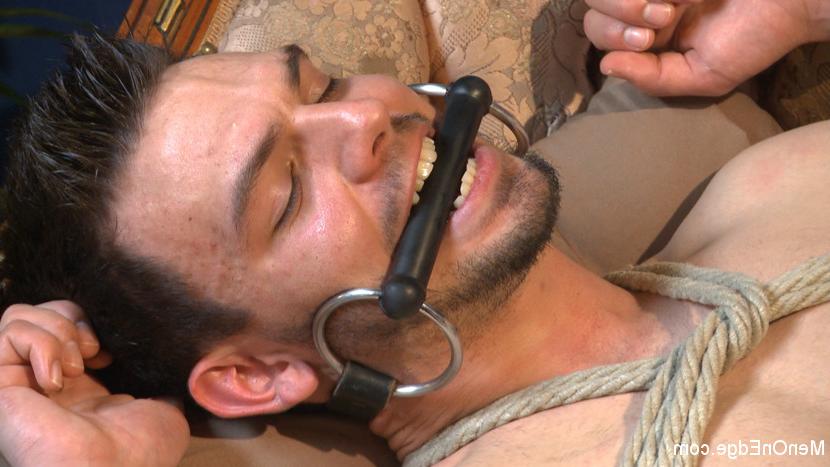 15P Hot muscular stud nearly rips out of bondage while begging to cum