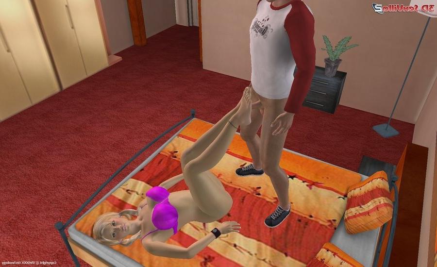 16P 3d animated emo babe makes a guy cum in a bedroom