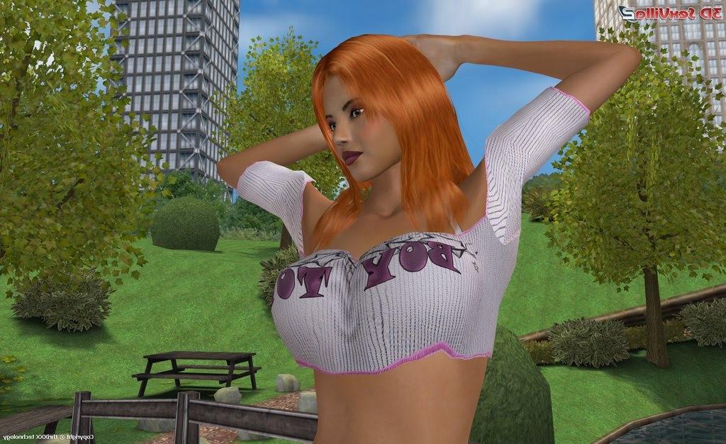 16P Busty 3d babe seducing an officer in a public park