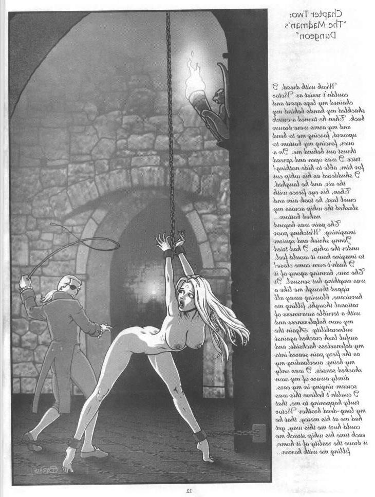 15P big breast brunette in evil bondage fetish in dark dungeon orgy