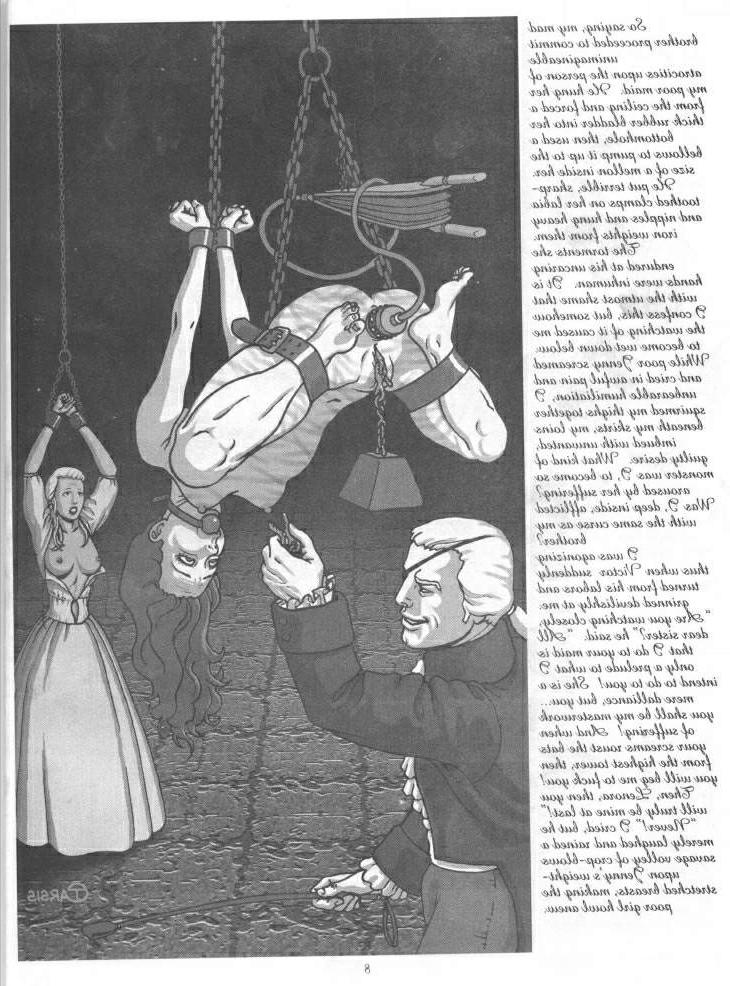 15P big breast brunette in evil bondage fetish in dark dungeon orgy