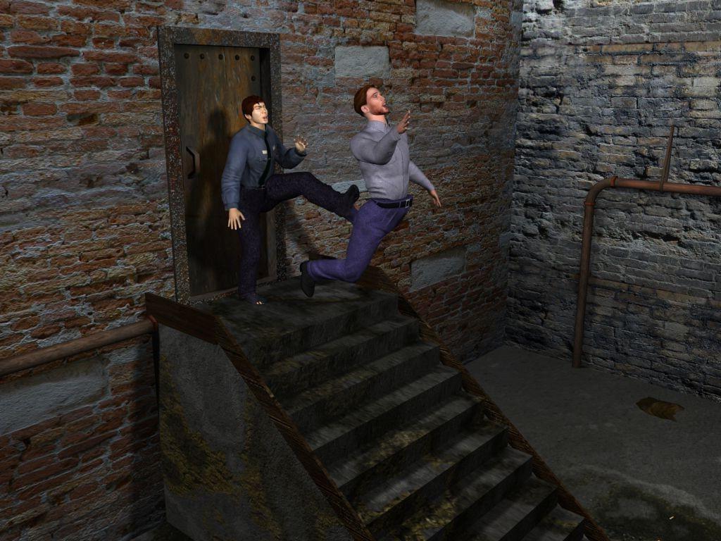8P 3D male captured and tortured by mean police officer in dungeon