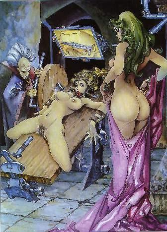 14P helpless rope bound women in horrible dungeon bondage artworks