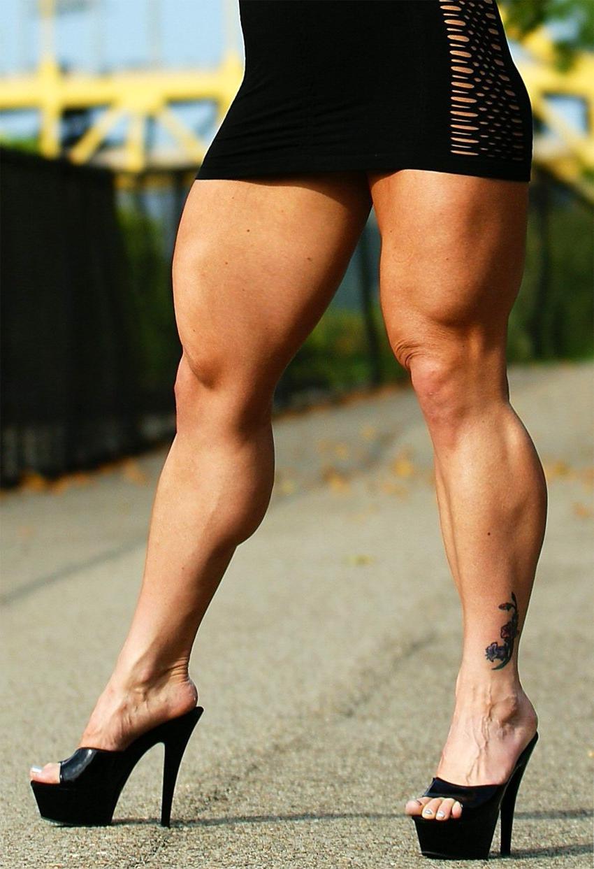 12P Gorgeous and sensual Female Bodybuilder in tight dress