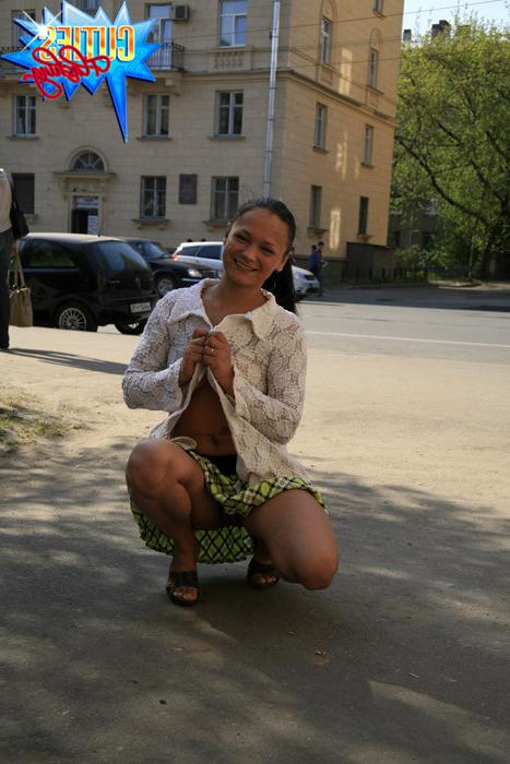 16P Doll with saggy tits shows off on the street