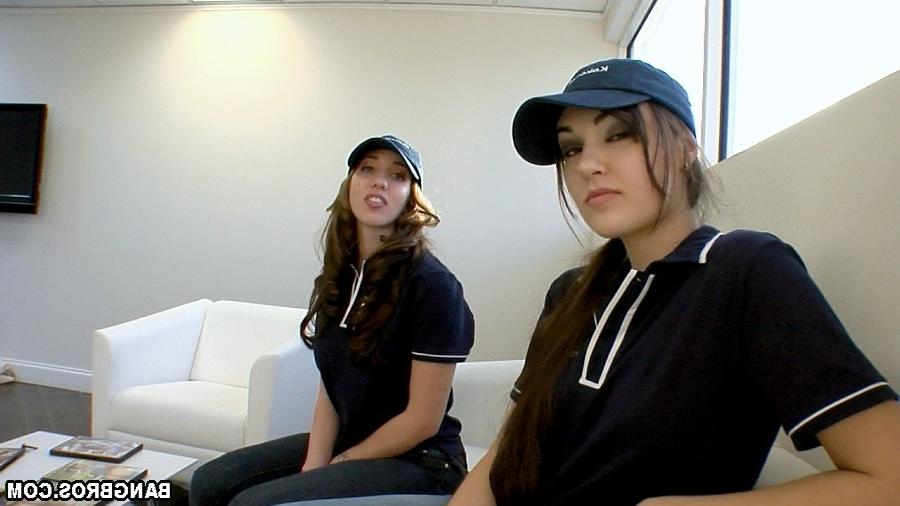 16P a pair of sweet ass chickas share a big phat cock