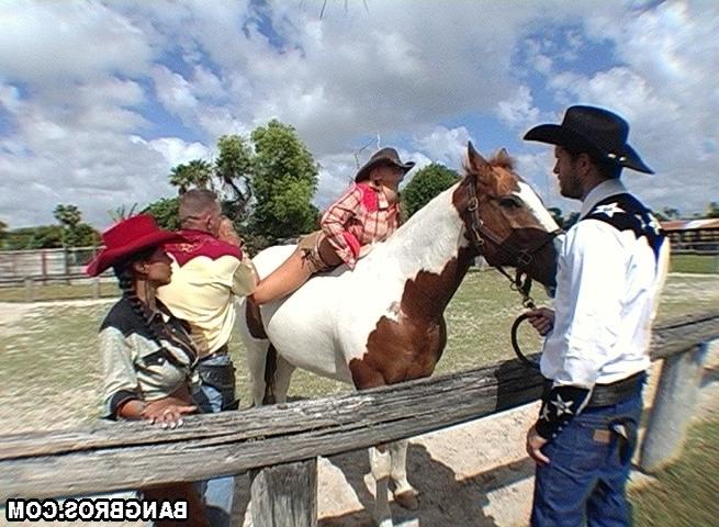 16P a pair of horny cowgirls share a thick cocked cowboy