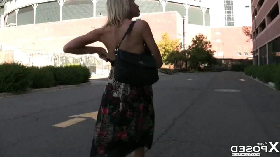 15P Busty blonde, Kylie Worthy, decides she just has to take a pee right in the park