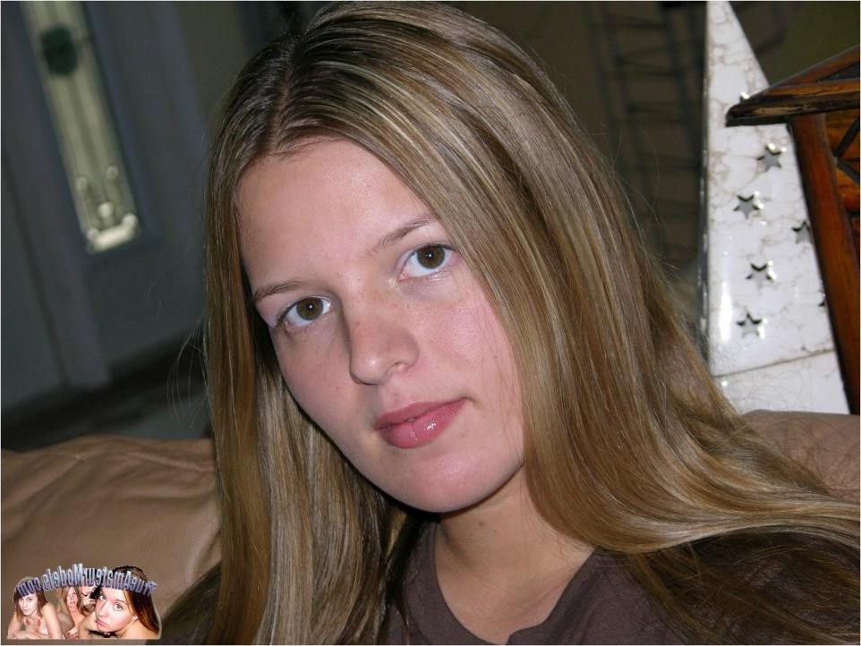 13P Filthy Blonde Amateur Spreads Brown Stained Butthole