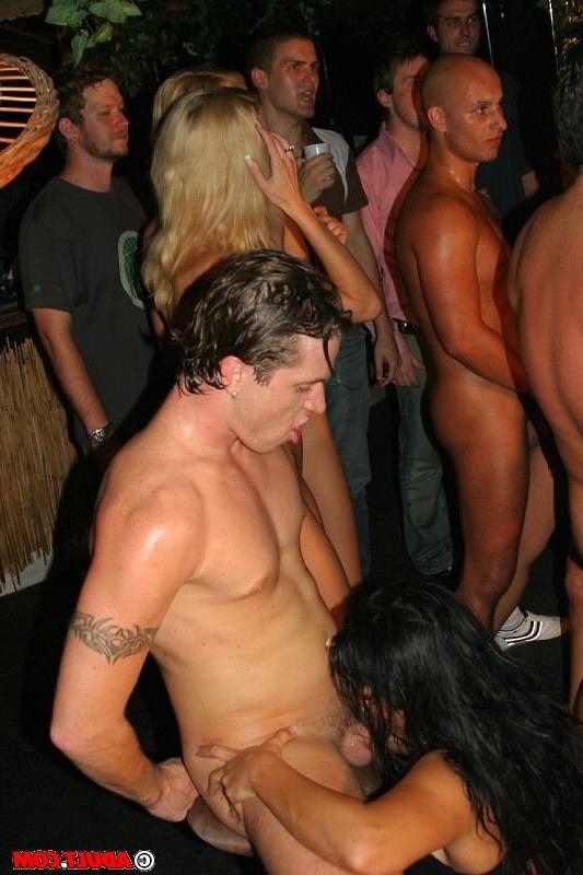 14P Drunk whores sharing cock at a lounge party