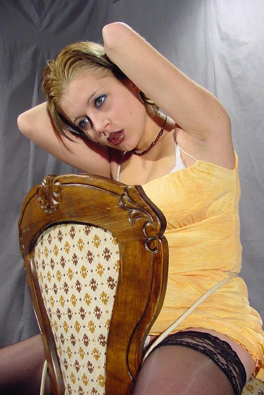16P Scarf gagged blonde bondage babe Carolina tied up and nipple clamped