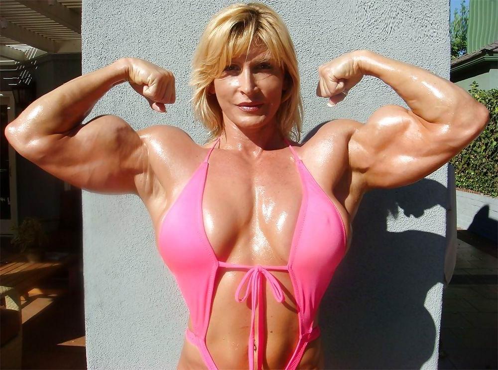 12P Beautiful female bodybuilder with huge muscles