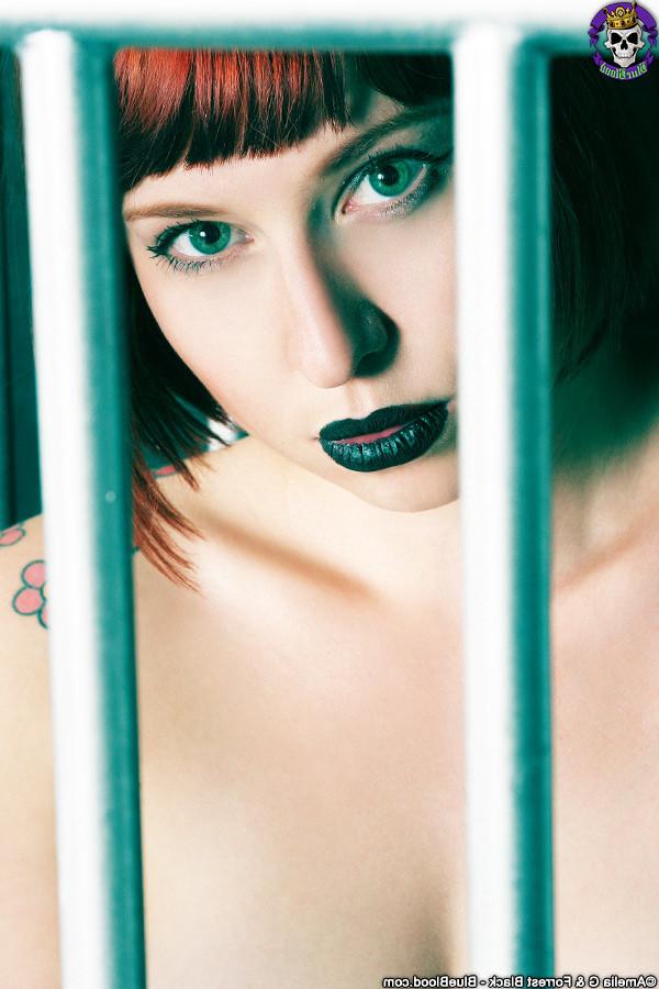 15P Pale Skinned Redhead Cutie Eidyia Locked Naked in a Cage