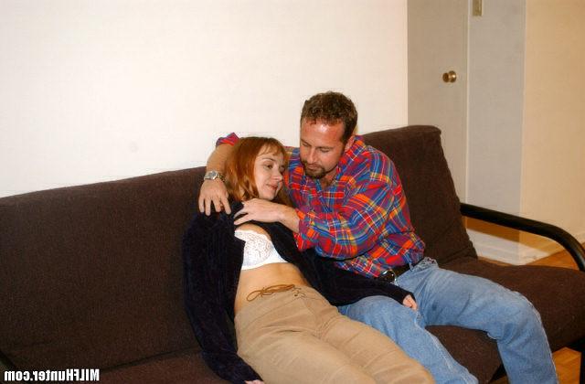 15P Redheaded milf with huge natural tits gets banged on the couch