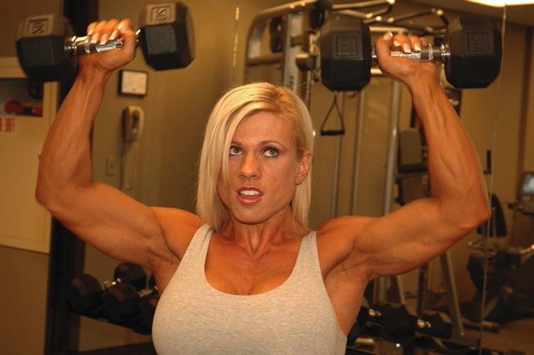 15P Lovely muscle blonde teen teases in a gym