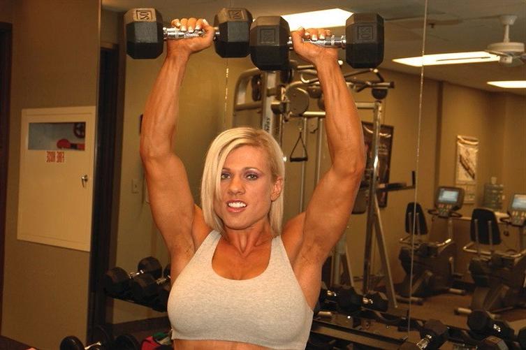 15P Lovely muscle blonde teen teases in a gym