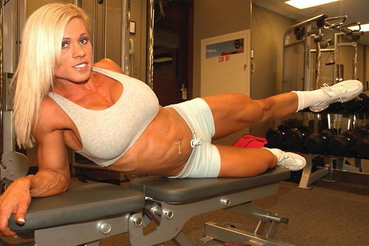 15P Lovely muscle blonde teen teases in a gym