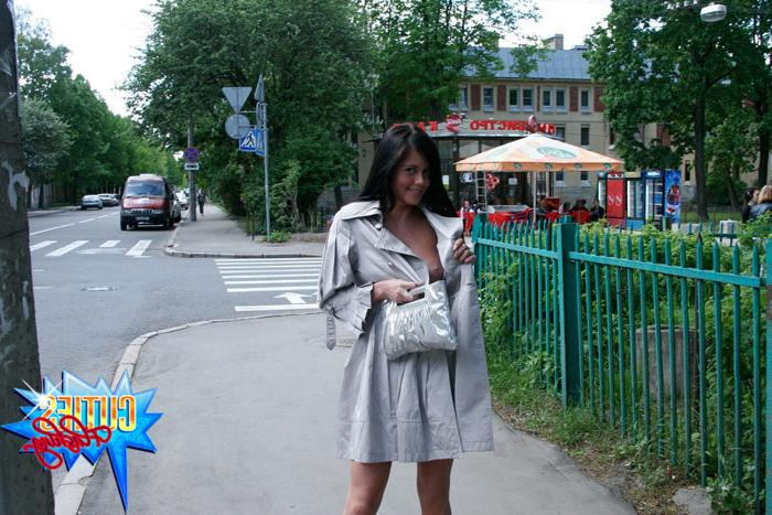16P Gorgeous busty teen flashes her twat in a public place
