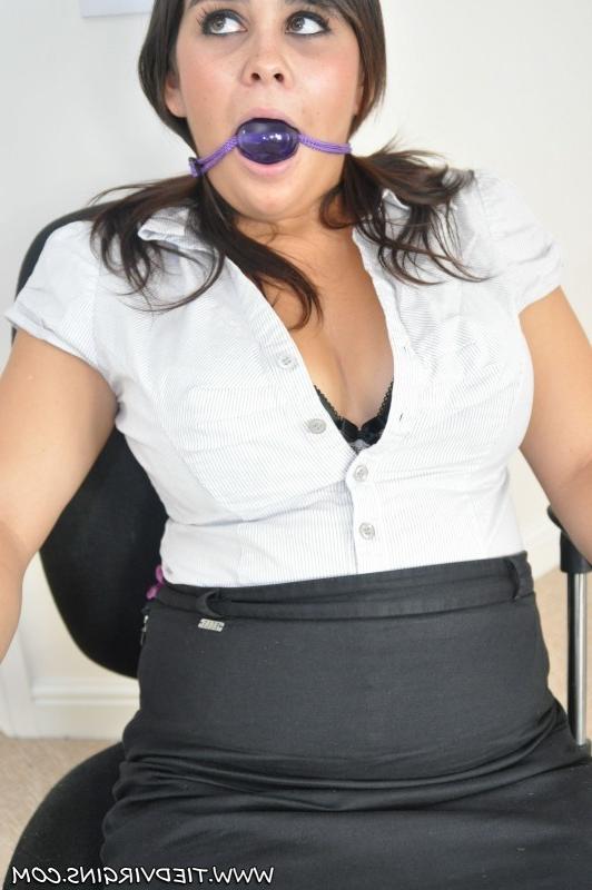 16P Office girl tied up in bondage